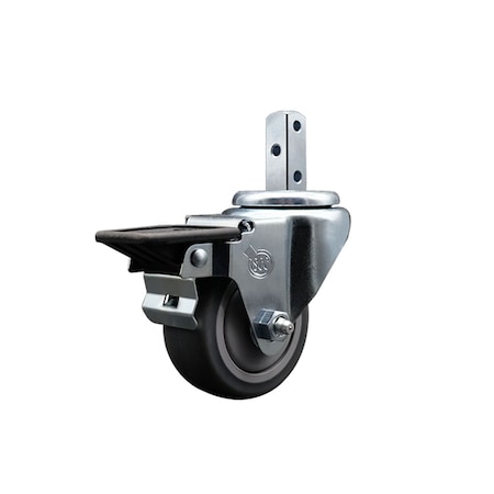 Service Caster 3'' Thermoplastic Rubber Wheel Swivel 7/8'' Square Stem Caster with Brake SCC-SQ20S314-TPRB-PLB-78